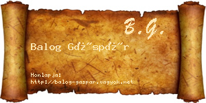 Balog Gáspár névjegykártya